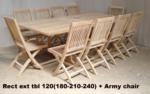 Rect ext tbl 120(180-210-240) + ARMY Chair 